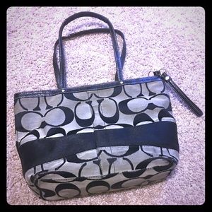 Authentic Black Logo Coach Tote